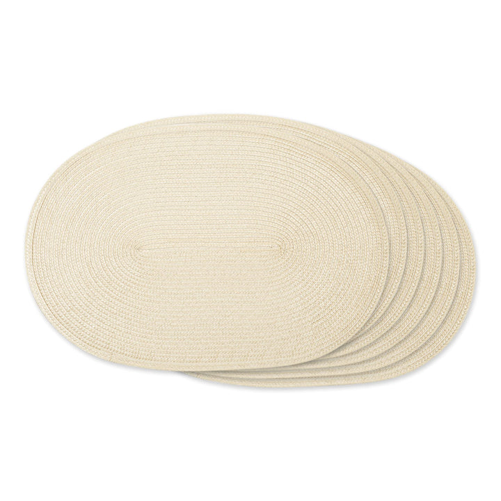 Classic Woven Tabletop Collection, Indoor/Outdoor Placemat Set, Oval, 12x18, Natural, 6 Piece