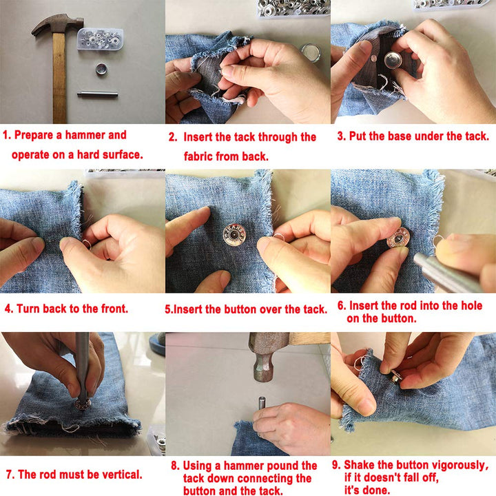 20 Pieces Jeans Button Tack Buttons Snap Fastener Press