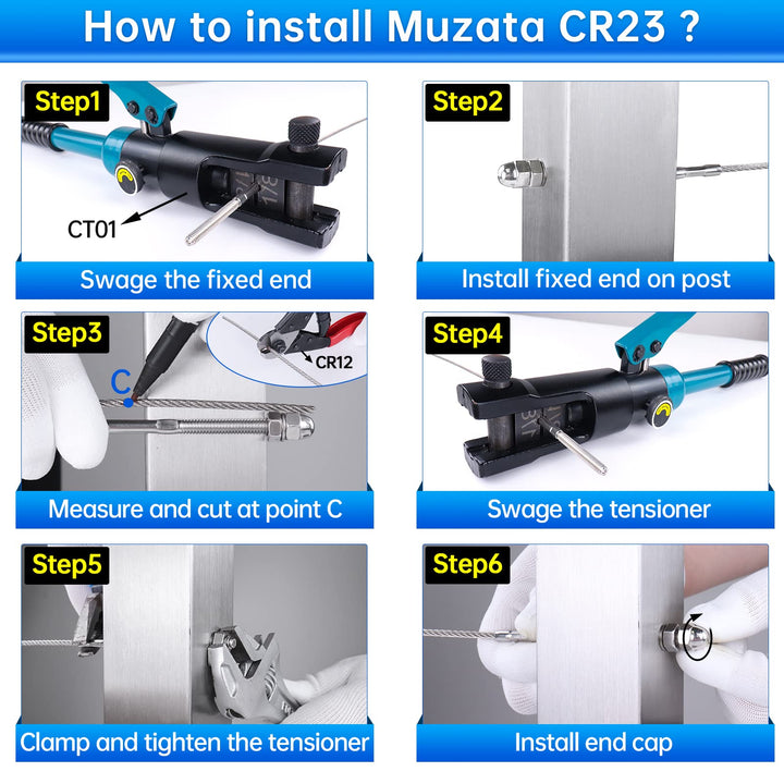 Muzata 60 Pack Cable Railing Kit Hand Swage Threaded St