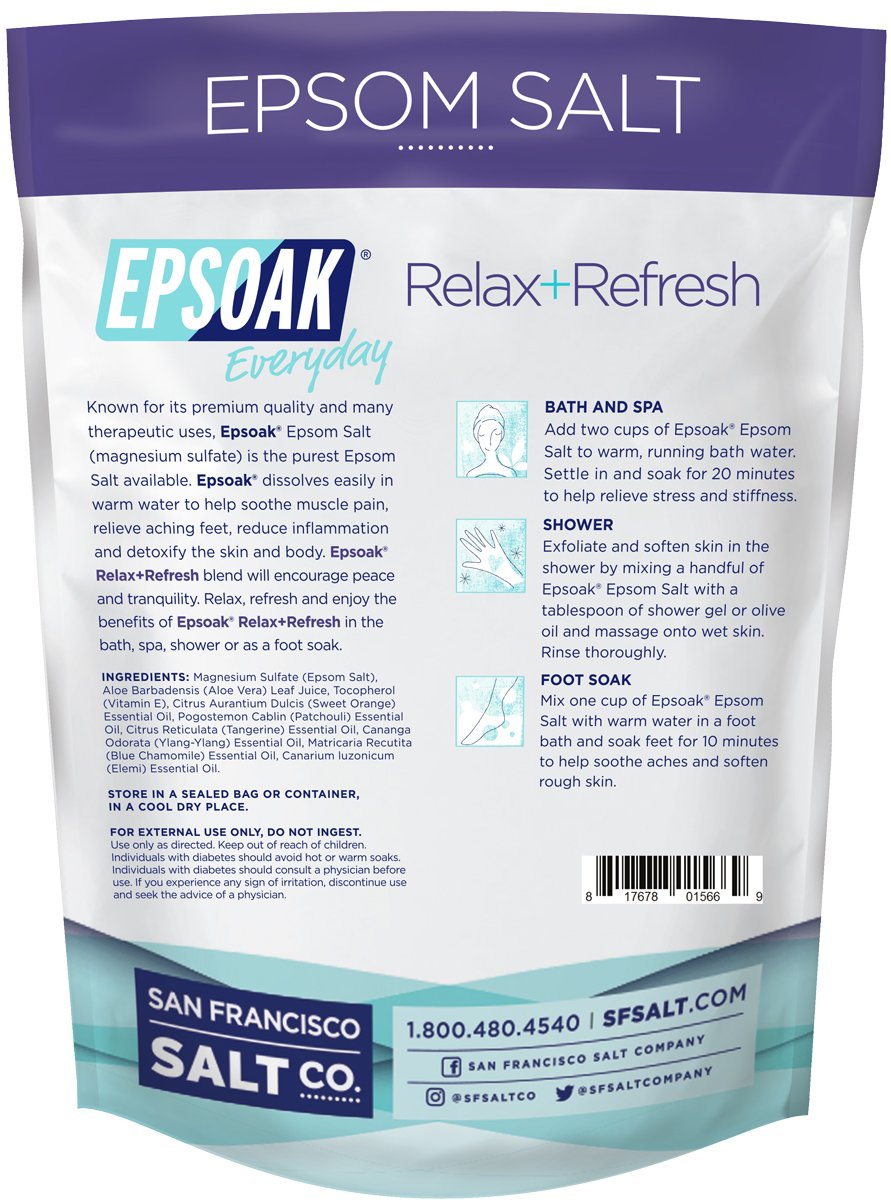 Epsom Salt | Relax+Refresh - 2lb For Bath, Spa, Shower &amp; Feet (Everyday Epsom Salts) ...