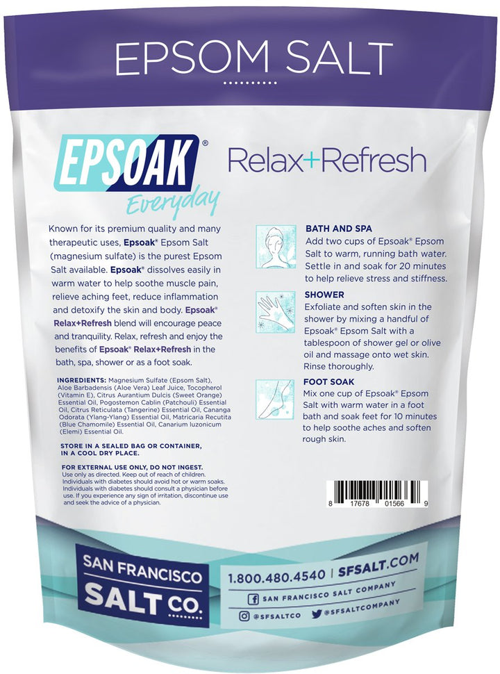 Epsom Salt | Relax+Refresh - 2lb For Bath, Spa, Shower &amp; Feet (Everyday Epsom Salts) ...