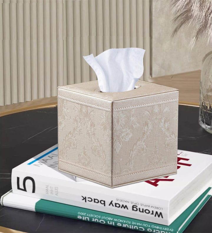 Tissue Box Cover Square, Upgrade 99% Compatible Large Size, Modern Tissue Box Holder for Napkin Facial Paper, Leather Dryer Sheet Dispenser Organizer for Bathroom Vanity Countertop, Night Stand