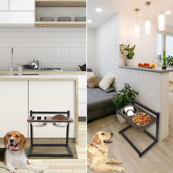 Elevated Cat&amp;Dog Bowls,Dog Sorage Organizer,Adjustable Heights Dog Toy Storage,Pet Storage Organizer with Wheel,Pet Feeding Station for Small,Medium,Large Dogs