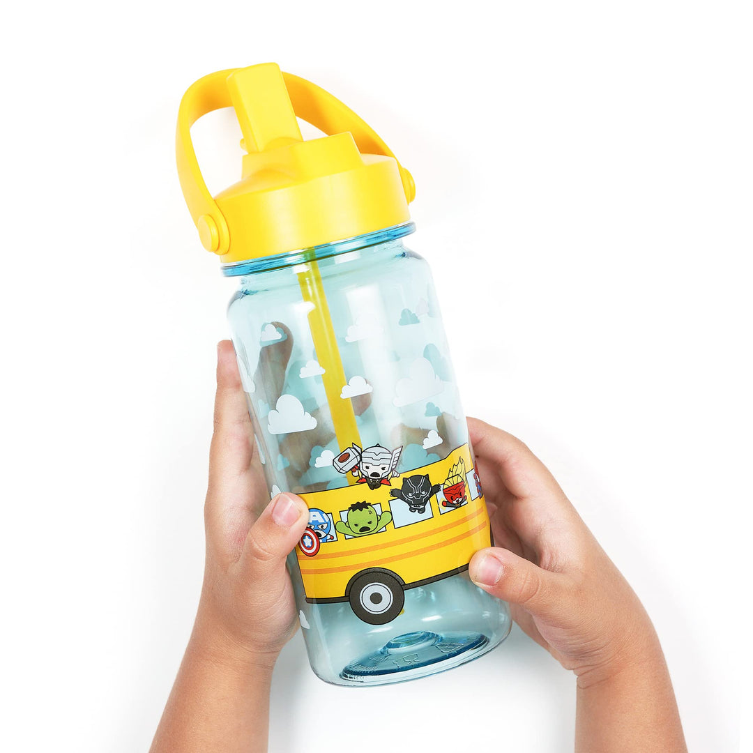 Yoobi x Marvel Spiderman Water Bottle with Straw - 20 oz Superhero Water Bottle with Spill-Proof Lid - Dishwasher Safe School Water Bottle for Boys and Girls - BPA & PVC-Free Leak Proof Water Bottles