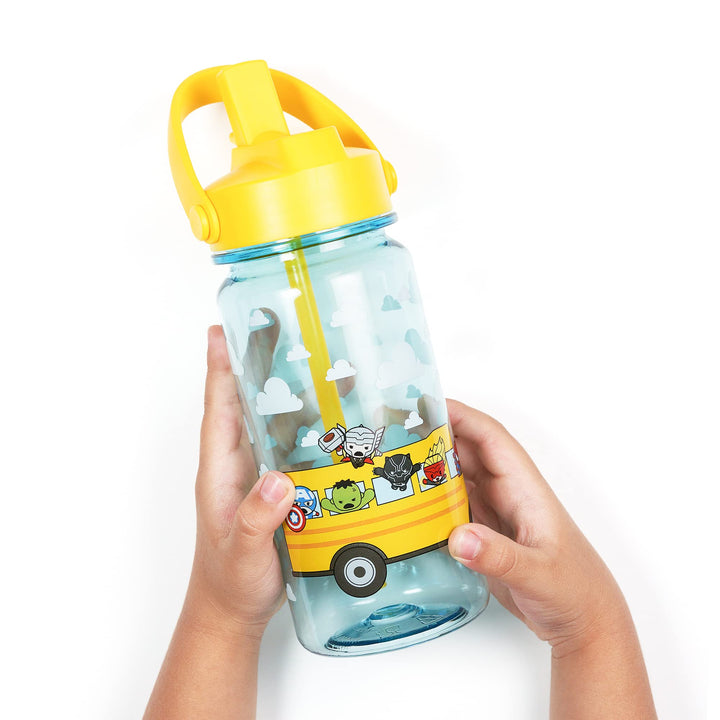 Yoobi x Marvel Spiderman Water Bottle with Straw - 20 oz Superhero Water Bottle with Spill-Proof Lid - Dishwasher Safe School Water Bottle for Boys and Girls - BPA & PVC-Free Leak Proof Water Bottles