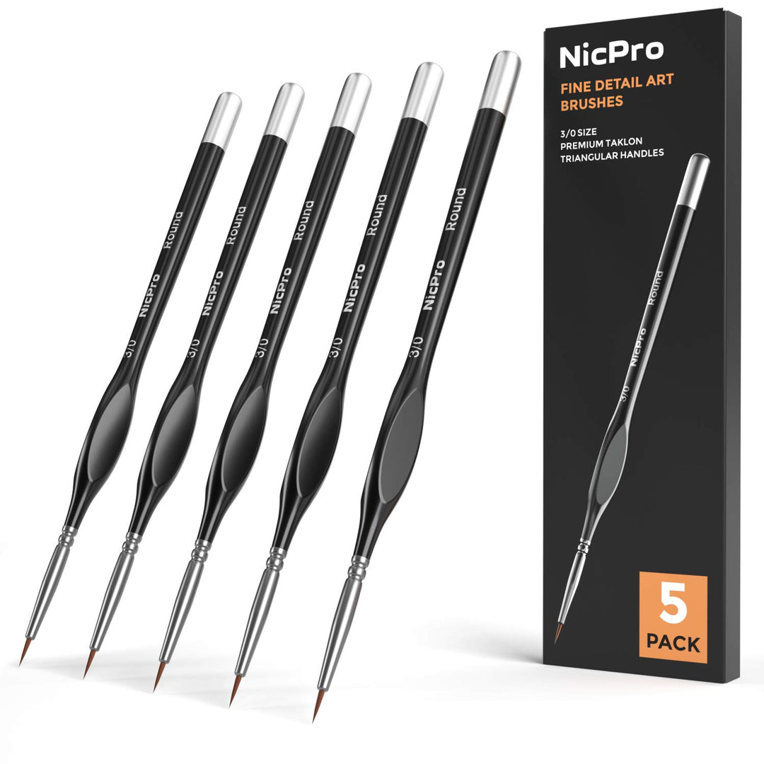 Nicpro Detail Paint Brushes 5 PCS Extra Fine Tip 000 Pr
