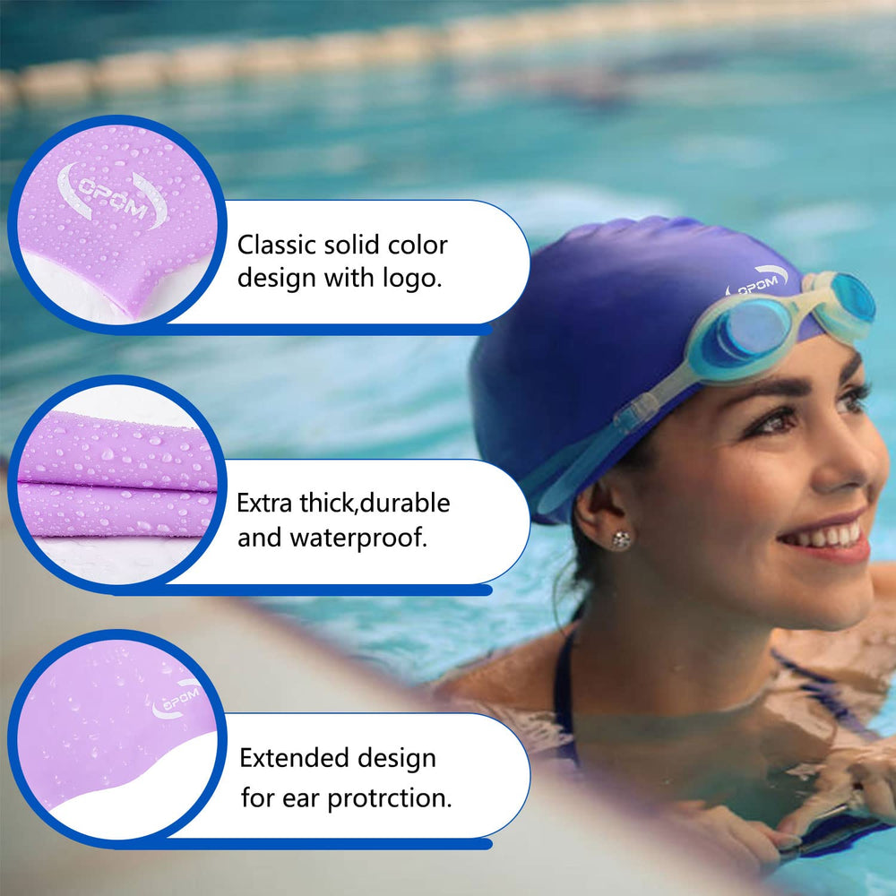 Extra Large Swimming Cap for Women Long Hair Girls Men and Adult Waterproof Silicone Cover Ear Bath Pool Shower Swimming Caps Special Design Swim Cap for Long Thick Curly Hair&Dreadlocks Weaves Braid