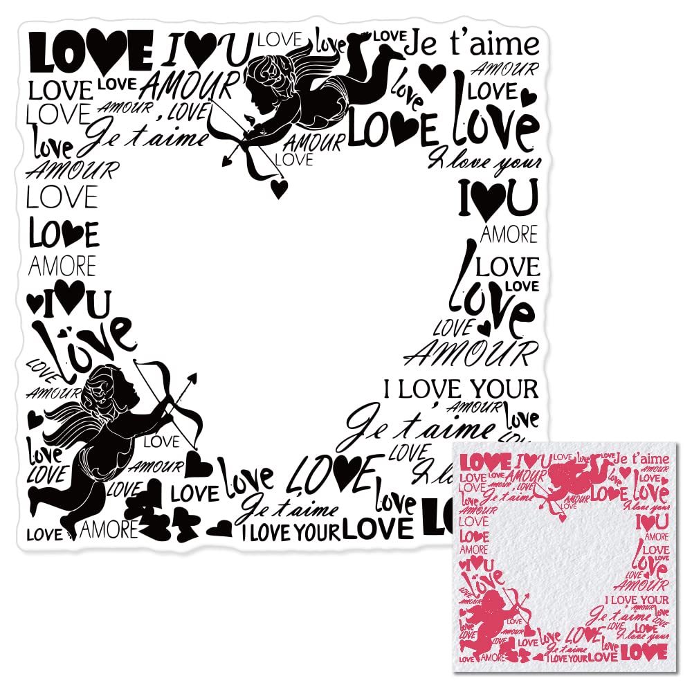 Valentines Angel Love Frame Background Clear Stamps for