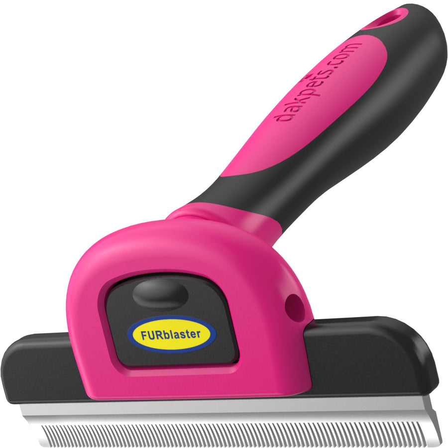 Stainless Steel Pet Deshedding Tool - Grooming Brush for Cats and Dogs, Removes Trapped Hair, Reduces Shedding by Up to 95%, All Hair Types, Includes Protective Blade Cover, Pink, 4 inches
