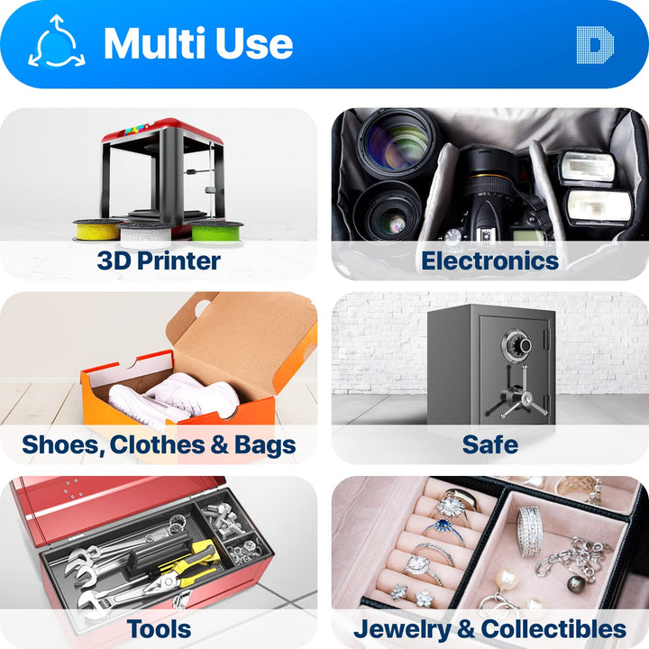 Dry &amp; Dry 5 Gram [50 Packets] Blue Indicating(Blue to Pink) Silica Gel Packets Desiccants Silica Gel Packets - Rechargeable Silica Packets, Silica Gel, Silica Gel Packs