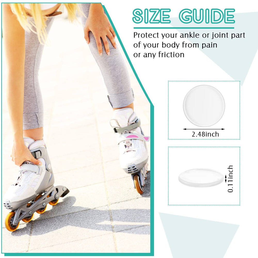 4 Pieces Ankle Gel Pads Skate Ankle Gel Discs Cushion Pads Ankle Protector Brace Skate Accessories for Ice Skating Riding Ski Ankle Protection, 2.48 Inch (Round)
