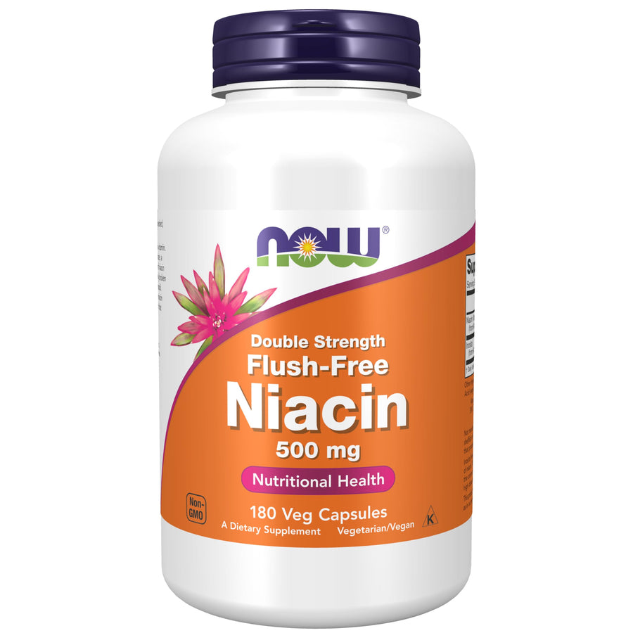 Supplements, Niacin (Vitamin B-3) 500 mg, Flush-Free, Double Strength, Nutritional Health, 180 Veg Capsules