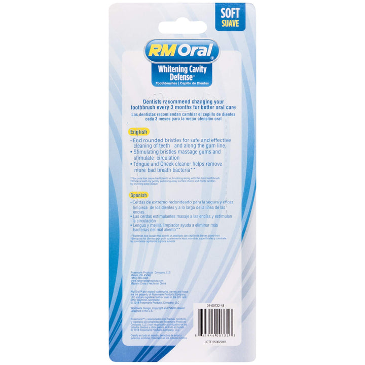 RM Oral Whitening Cavity Defense Soft Toothbrushes, 4 C