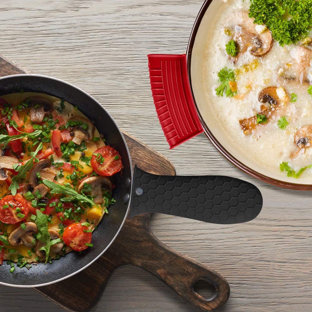 8 Pack Silicone Hot Handle Holder, Non-Slip Silicone Pot Holder Sleeve, Cast Iron Handle Covers, Assist Handle (8 Pack)