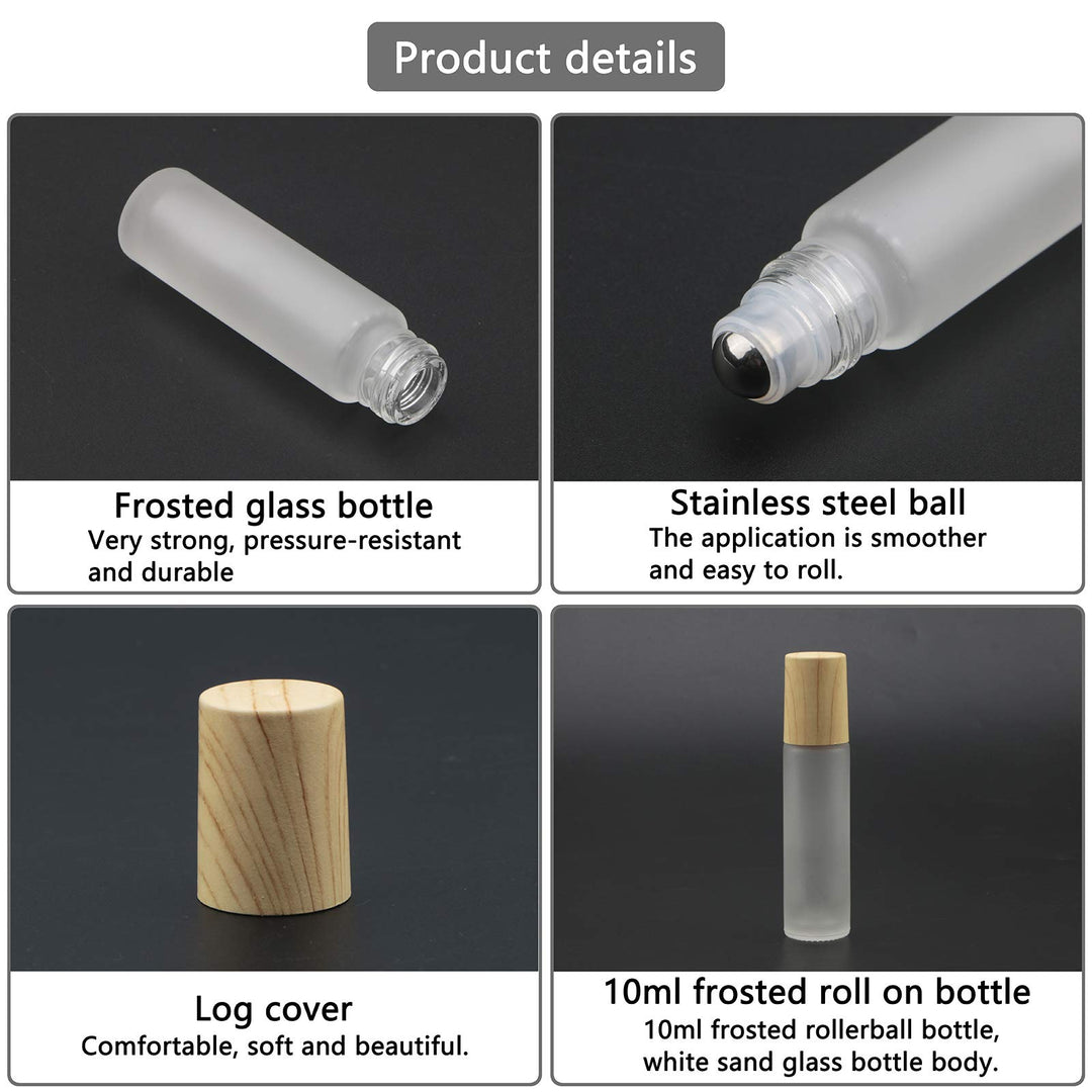 10ml(1/3oz) Roll On Bottles,10 Pack Essential Oil Bottles Glass Roller Bottles Perfume Cosmetic Sample Bottles With Stainless Steel Roller Ball and Plastic Lid