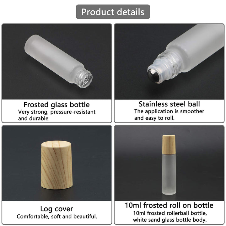 10ml(1/3oz) Roll On Bottles,10 Pack Essential Oil Bottles Glass Roller Bottles Perfume Cosmetic Sample Bottles With Stainless Steel Roller Ball and Plastic Lid