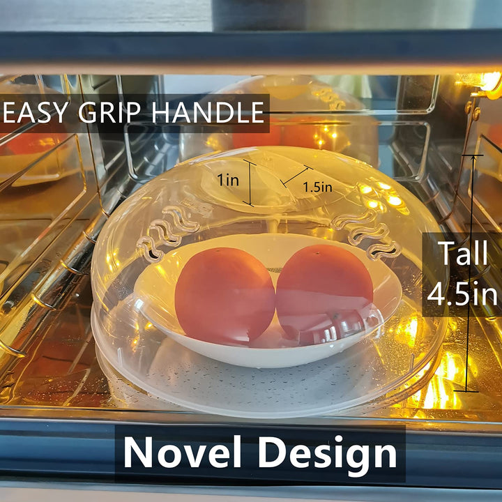 Microwave Splatter Cover for Food Large Microwave Plate Food Cover With Easy Grip Handle Anti-Splatter Lid With Enlarge Perforated Steam Vents,11.5 Inch,BPA Free &amp; Dishwasher Safe