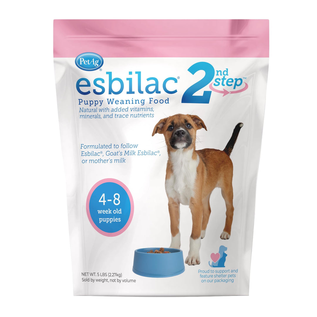 Pet-Ag Esbilac 2nd Step Puppy Weaning Food - 5 lb - Powdered Puppy Weaning Formula with DHA, Natural Milk Protein, Vitamins &amp; Minerals for Puppies 4-8 Weeks Old - Easy to Digest