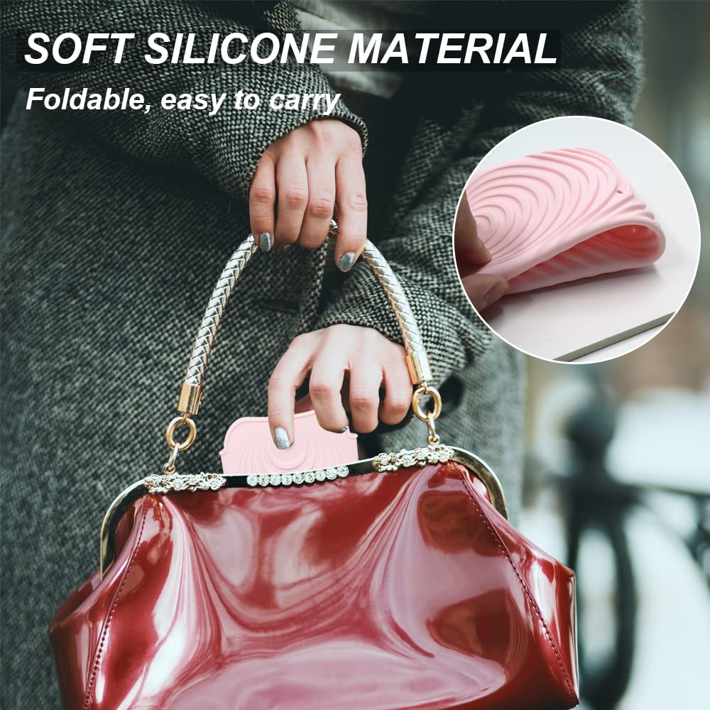 Heat Resistant Silicone Mat Pouch for Hair Straightener, Non-Slip Travel Pad Cover for Curling &amp; Flat Iron, Portable Styling Heat Mat Holder for Curler Wand and Hot Waver (Pink)