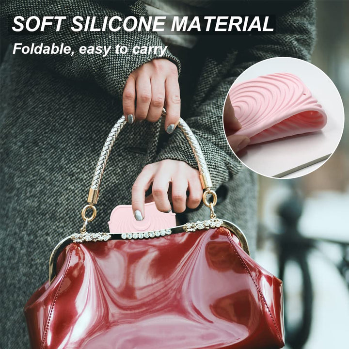 Heat Resistant Silicone Mat Pouch for Hair Straightener, Non-Slip Travel Pad Cover for Curling &amp; Flat Iron, Portable Styling Heat Mat Holder for Curler Wand and Hot Waver (Pink)