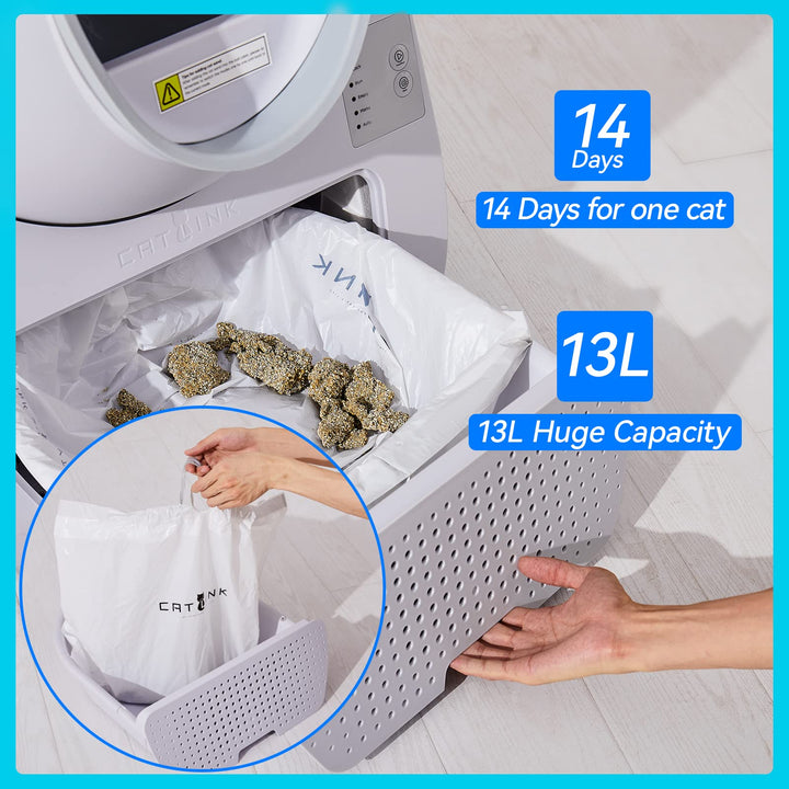 Self Cleaning Automatic Litter Box for Cats 3.3~22lbs,Double Odor Removal-Extra Large with 20 Liners&amp;1 Carbon Filter Box Included -Smart Robot Cat Litter Box with 1 Bag of Cat Litter
