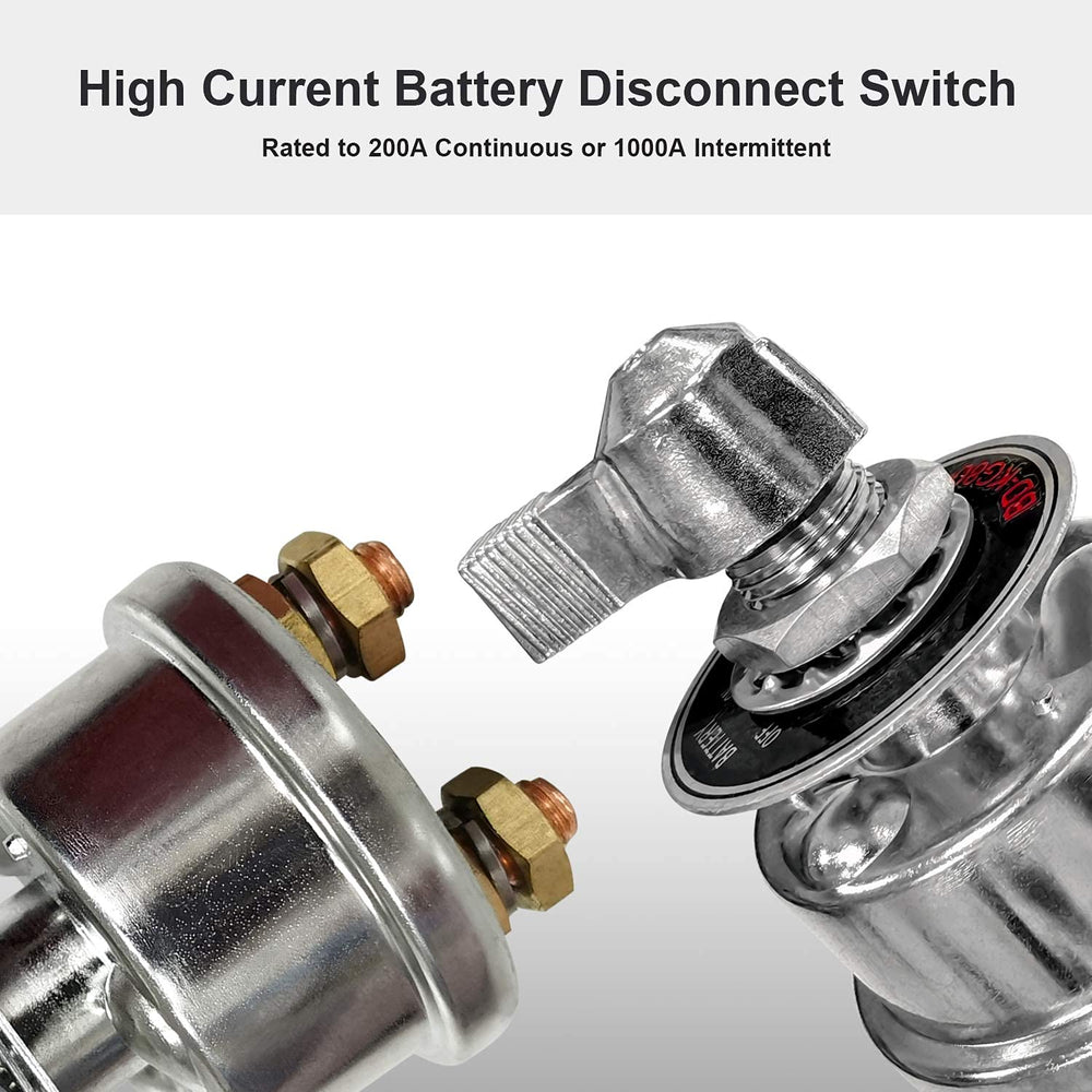 High Current Battery Disconnect Switch, 200A Duty Master Battery Power Cut Isolator Kill Switch with Face Plate for Car, Vehicle, RV and Marine, 12-48V