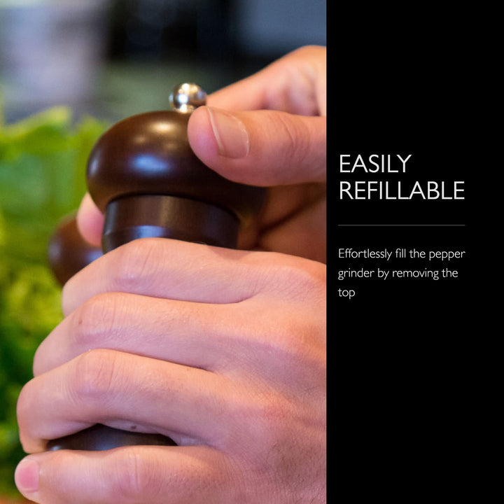 COLE &amp; MASON Capstan Wood Pepper Grinder - Wooden Mill Includes Precision Mechanism, 6.5 inch
