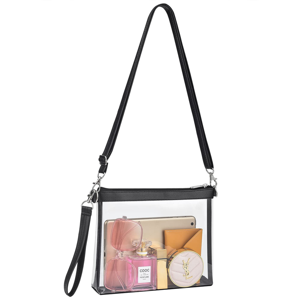 Clear Crossbody Purse Bag Stadium Approved Clear Tote Bag for Work Concert Sports(Grey