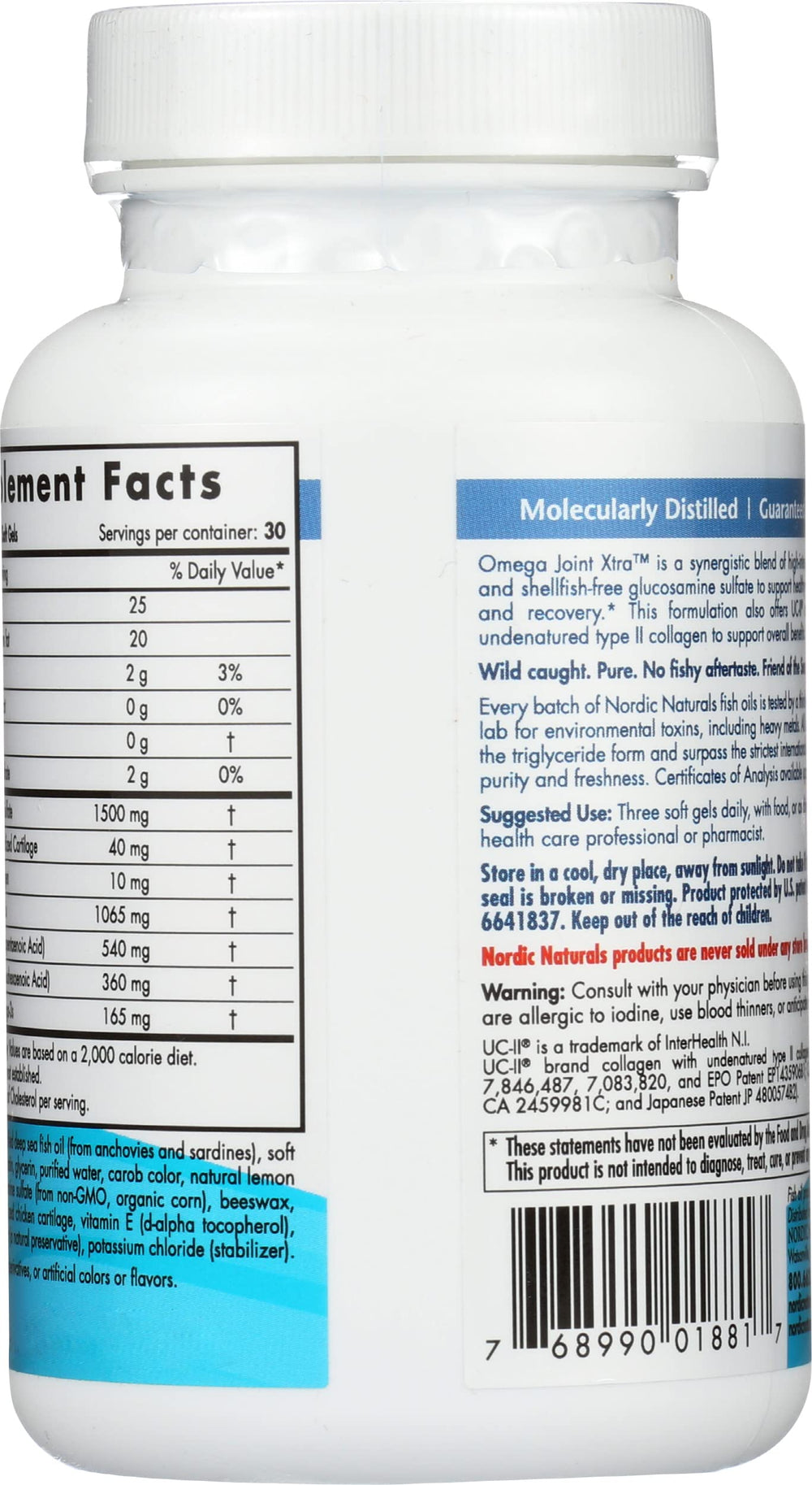 Omega Joint Xtra, Lemon - 90 Soft Gels - 1065 mg Omega-3 + Glucosamine Sulfate & Type 2 Collagen - Joint Health, Cartilage Recovery - Non-GMO - 30 Servings