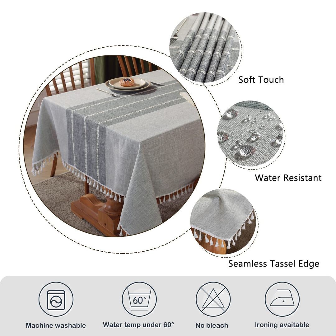 Laolitou Rustic Tablecloth Cotton Linen Waterproof Tabl