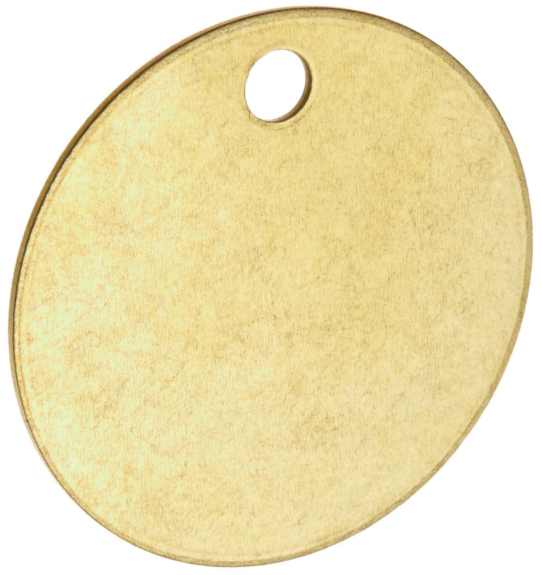 Blank Valve Tags - Round Brass Tags, 1-1/2 Diameter, B-907 (Pack Of 25) - 23210