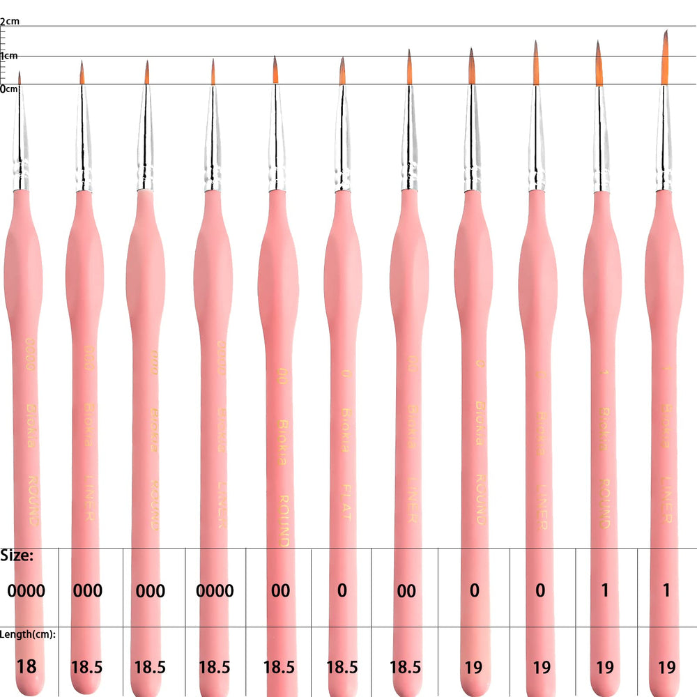 Detail Paint Brush Set, miniature paint brushes,11pcs Fine Tip Paint Brushes for Acrylic Painting Watercolor, Oil, Face, Nail, Scale Model Painting, Line Drawing (Pink)