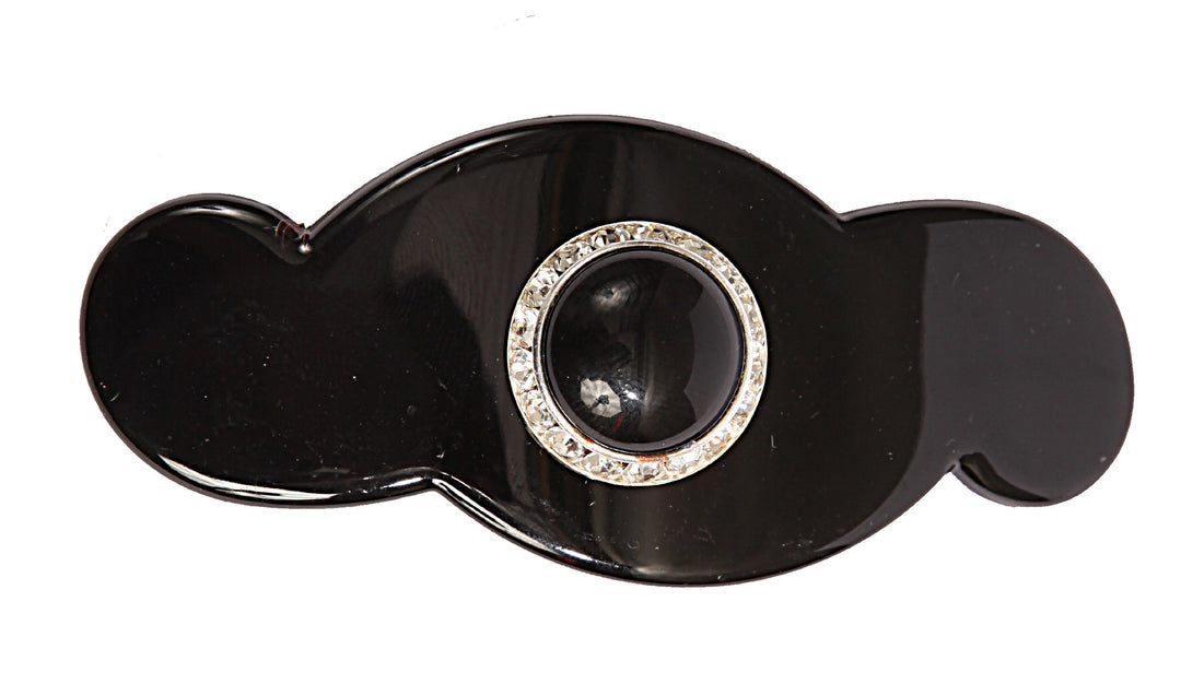 Hand Decorated Swirl Deigned Auto Bar with Jet Pearl/Swarovski Stones, Black, X-Large.65 Ounce