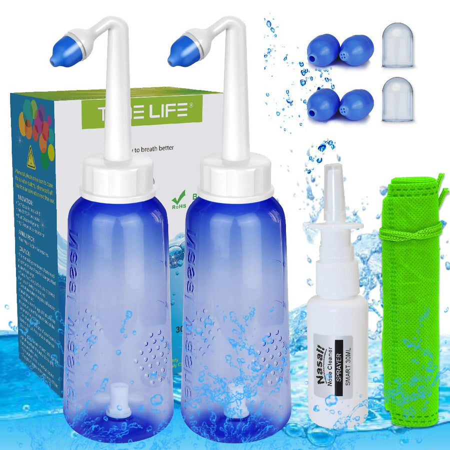 Tonelife (2 Nozzle) Nasal Wash Bottle Nose Cleaner &