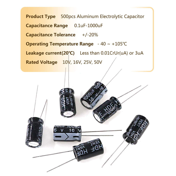 500Pcs 24Values Electrolytic Capacitor Assortment Kit 1