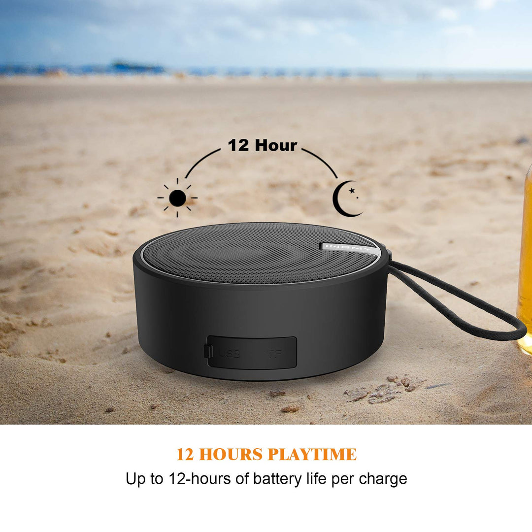 C12 IPX7 Waterproof Shower Bluetooth Speaker, Portable Small Speaker, Speakers Bluetooth Wireless Loud Clear Sound Support TF Card Suction Cup for Kayak Canoe Beach Gift (Black)