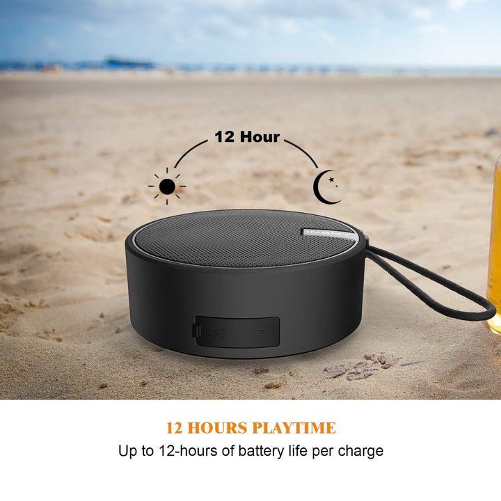 C12 IPX7 Waterproof Shower Bluetooth Speaker, Portable Small Speaker, Speakers Bluetooth Wireless Loud Clear Sound Support TF Card Suction Cup for Kayak Canoe Beach Gift (Black)