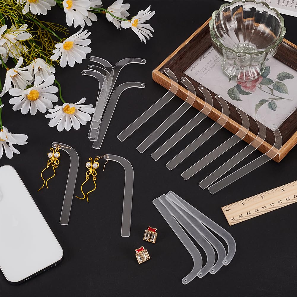 20 Pieces Acrylic Earrings Try-on Stick Clear Try-Free Earrings Display Props Tool Try-on Strip for Earrings and Studs, Ear Stud Display Curved Strip for Mall Retail Store and Home use