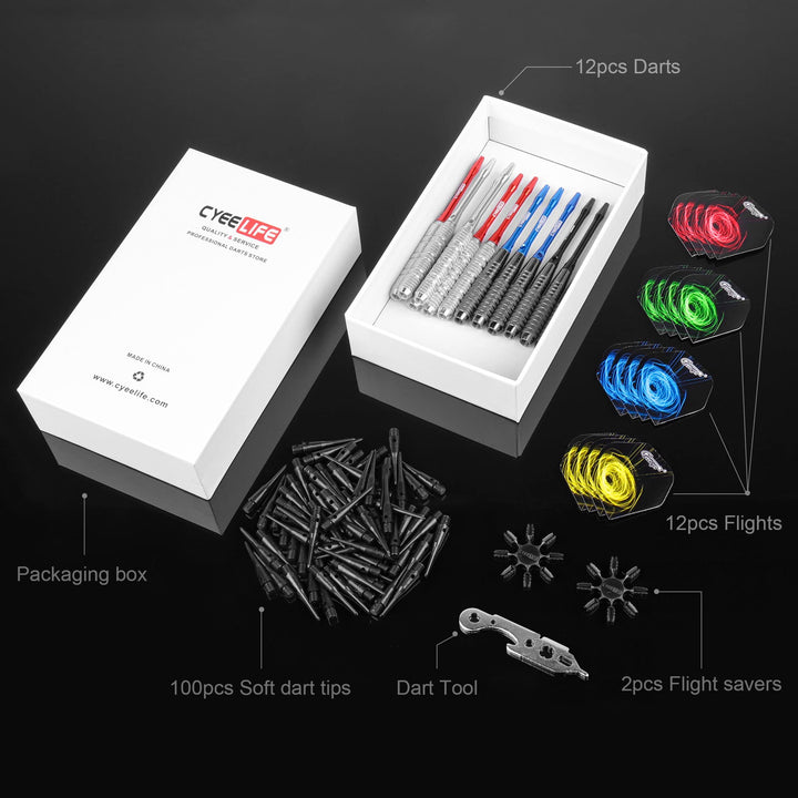CyeeLife 18 Gram Soft tip Darts with 2Designs,4 Colors 