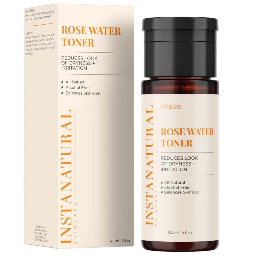 Organic Rose Water Face Toner, Hydrates, Soothes, Reduces Irritation and Redness, Alcohol Free, Rosa Damascena Flower Water, 4 Fl OZ