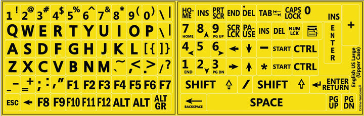 English US Large Letters Yellow Keyboard Stickers