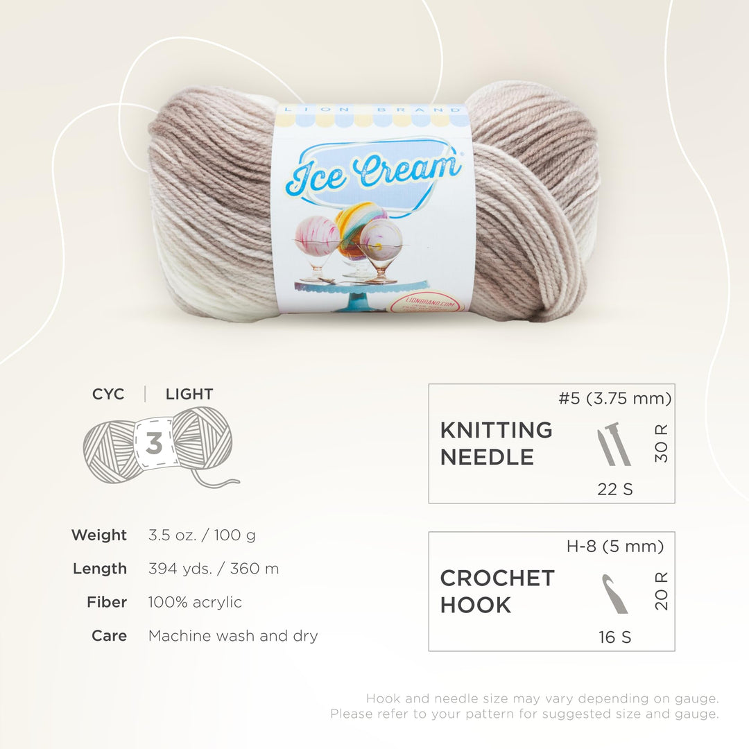 Ice Cream Baby Yarn, Coffee Multicolor, 1 Skein