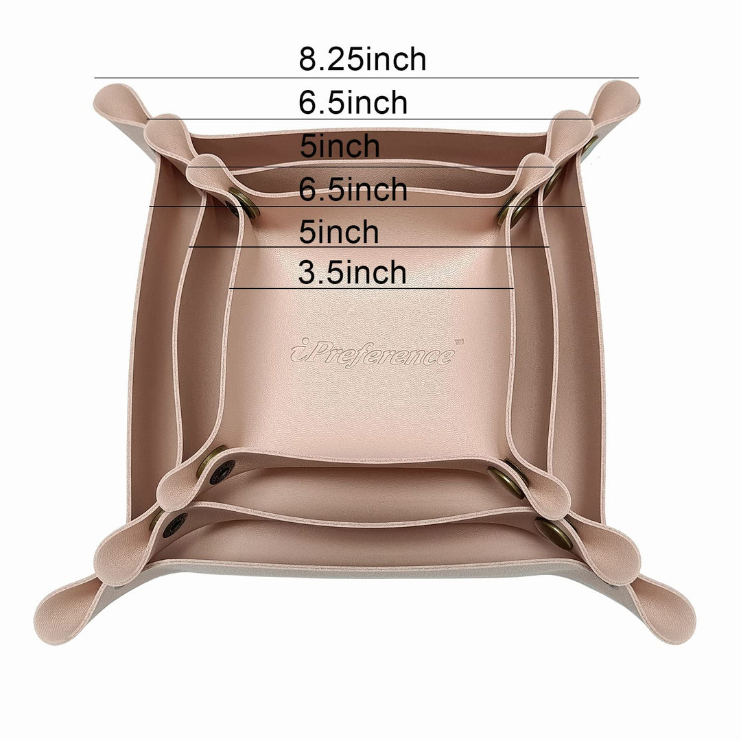 PU Leather Tray Organizer Key Jewelry Accessories,Vanity Tray Box,Office Desk Organizer Storage Box,Multi-Functional PU Leather for Wallets Keys Coins and Office Accessories (Pink)