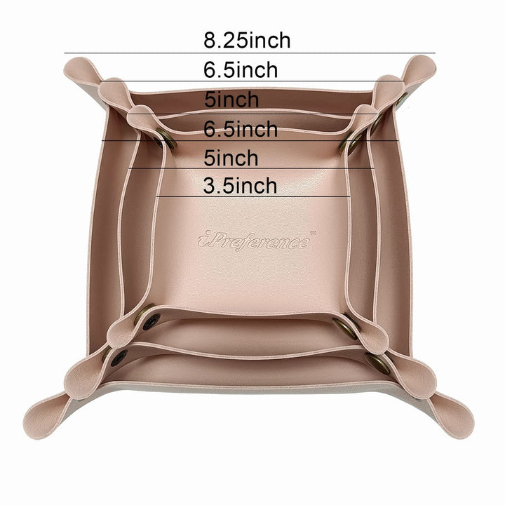 PU Leather Tray Organizer Key Jewelry Accessories,Vanity Tray Box,Office Desk Organizer Storage Box,Multi-Functional PU Leather for Wallets Keys Coins and Office Accessories (Pink)