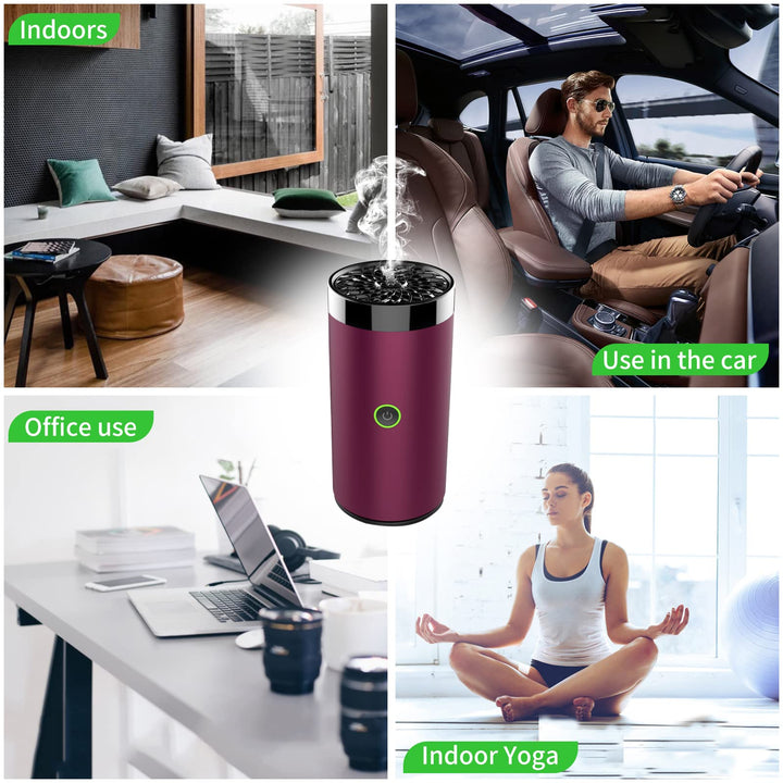 SHDream Electric Incense Burner, Car Electric Incense Burner, Portable USB Rechargeable Smart Electronic Incense Burner, Arabian bakhoor Burner for Home Use (Red Wine)