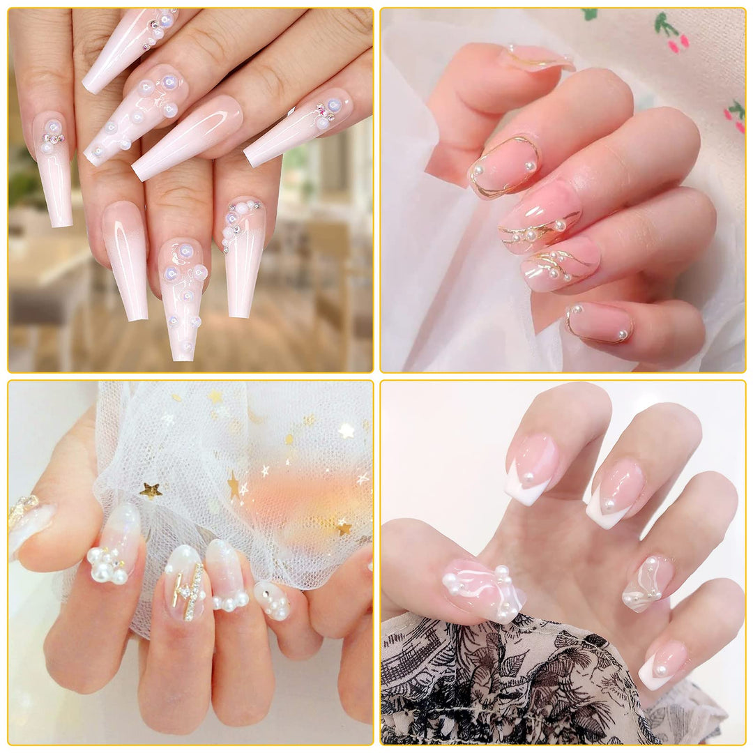 10000pcs 7 Sizes Flat Back Pearl Gems with Tweezers Pink Half Pearls for Crafts Pearl Beads Flatback Pearl for Nails Art DIY Shoes Jewelry Making (2mm/3mm/4mm/5mm/6mm/8mm/10mm)