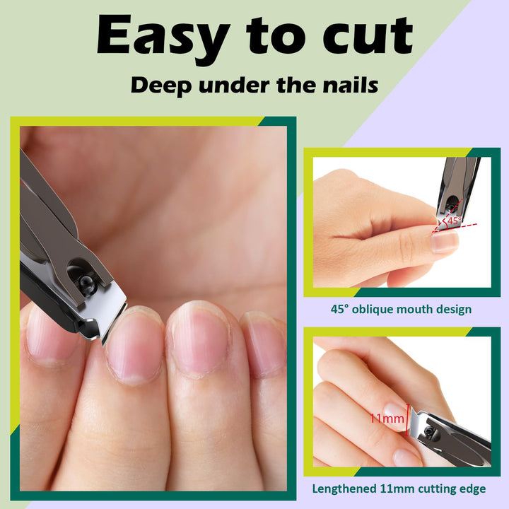GLAMFIELDS Large Nail Clipper Set (8Pcs), Toe Nail Clip