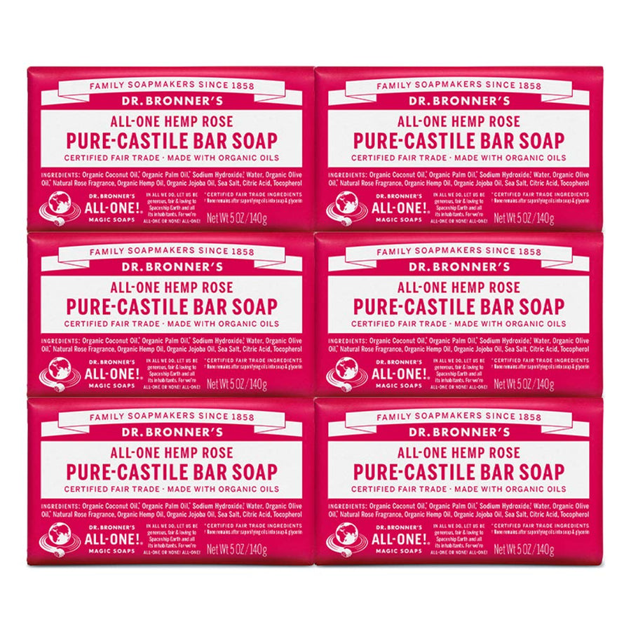 Magic Soaps Pure-Castile Soap, All-One Hemp Rose, 5-Ounce Bars (Pack of 6)