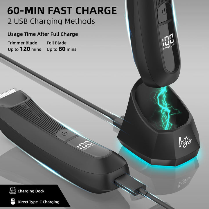 Manscape Ball Trimmer Shavers - No Nicks, Pubic &amp;Body Hair Trimmer for Men w/Dual-Head Trimmer&amp;Foil Blades, Waterproof Body Groomer Kit w/Light, Electric Razor for Groin Back Chest Pube Armpit