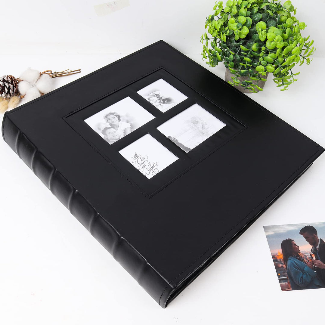 Photo Album 4x6 600 Photos Black Pages Large Capacity Leather Cover Wedding Family Photo Albums Holds 600 Horizontal and Vertical Photos (Black)